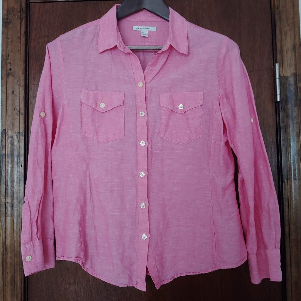Banana Republic Casual Button Down Pink Summer Shirt